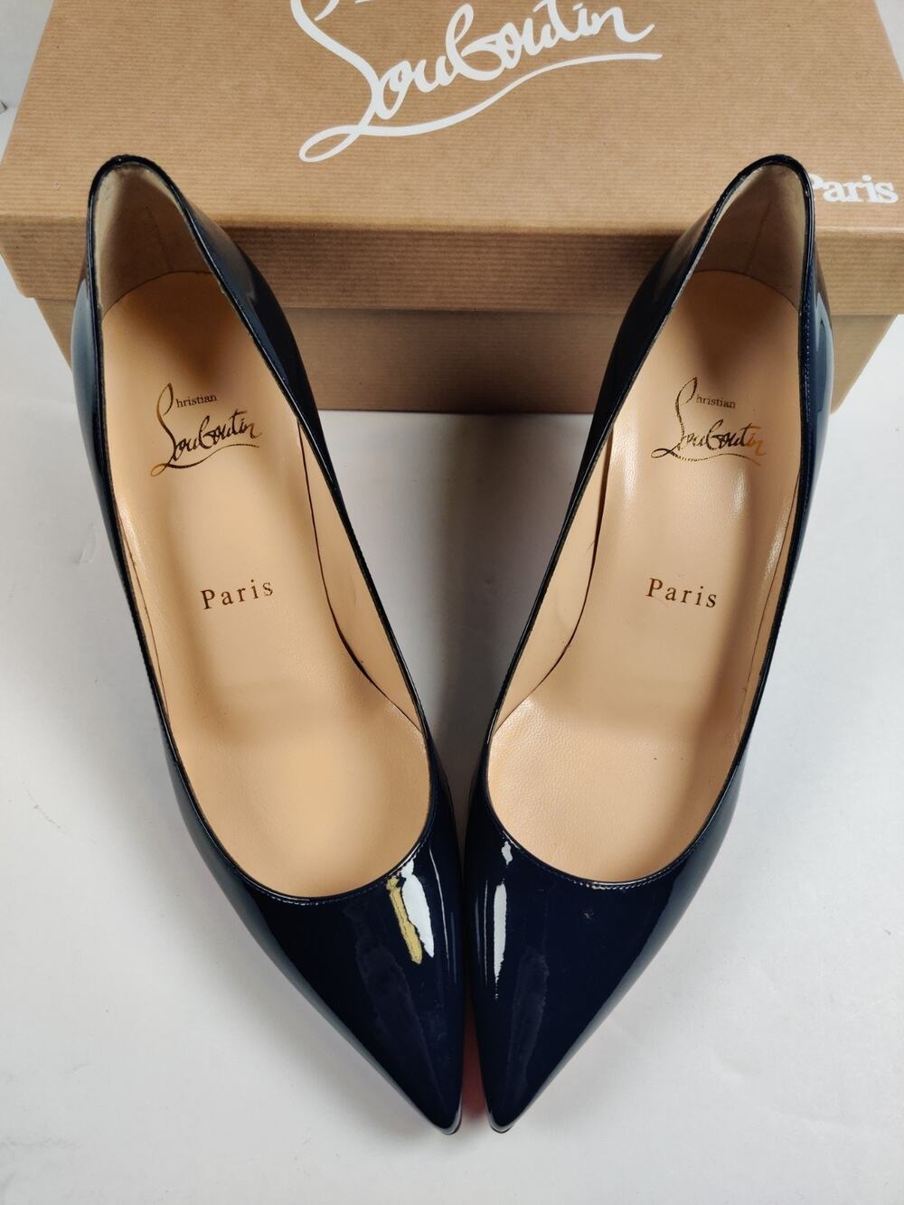 Christian Louboutin Pump Heels Women's Size 36 Leather Navy Red Bottom